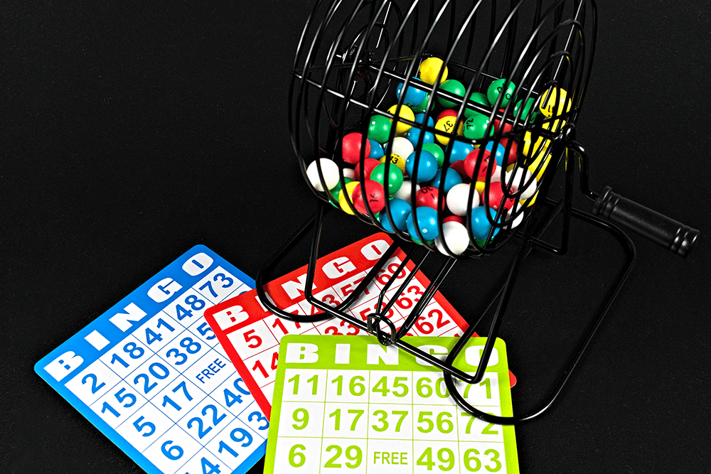 bingo cards and bingo cage